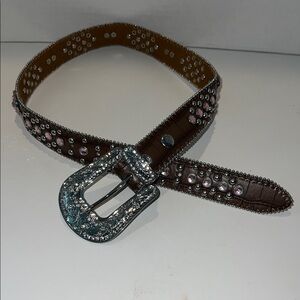 Kids Brown and Pink Embellished Adjustable Belt